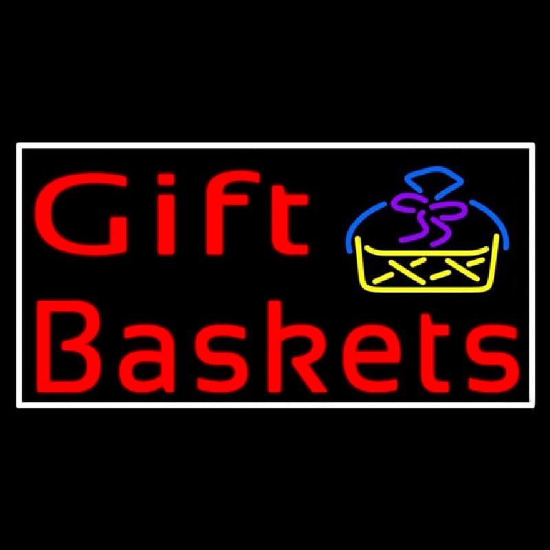 Red Gift Baskets With Logo Neon Skilt