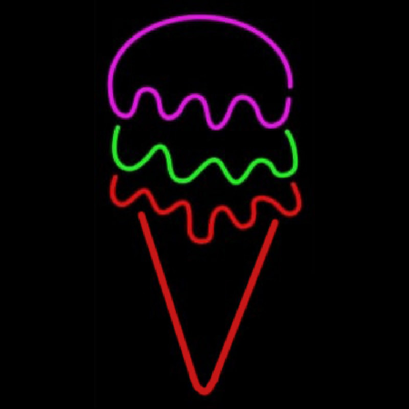 Red Green Ice Cream Cone Neon Skilt