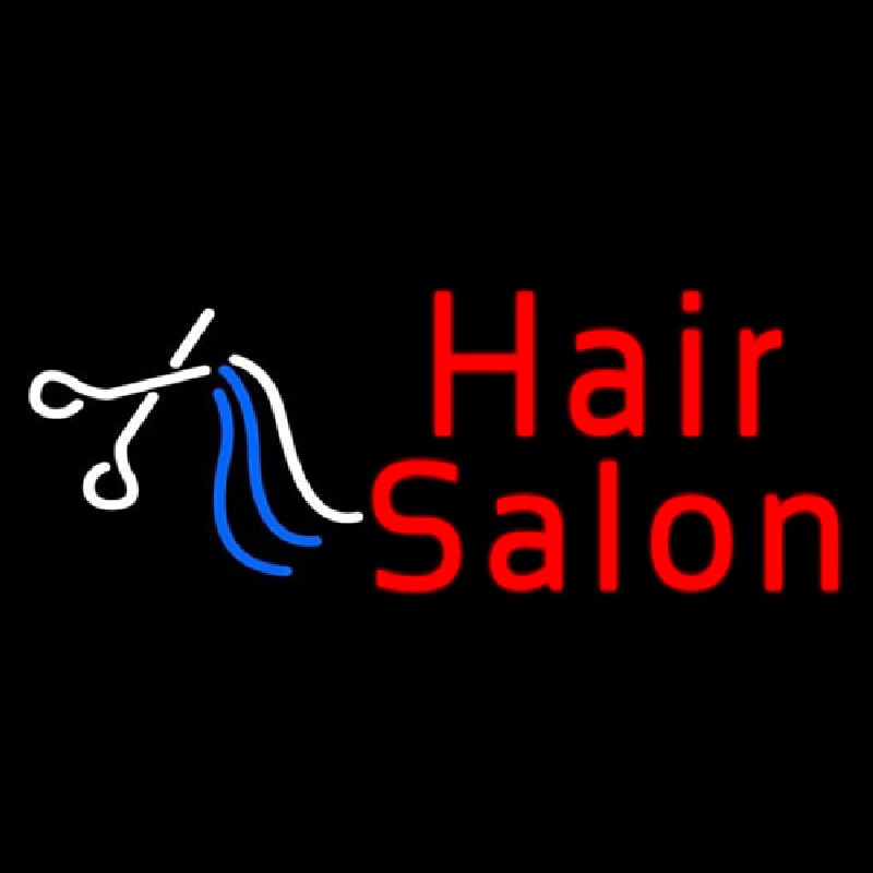 Red Hair Salon With Scissor Neon Skilt