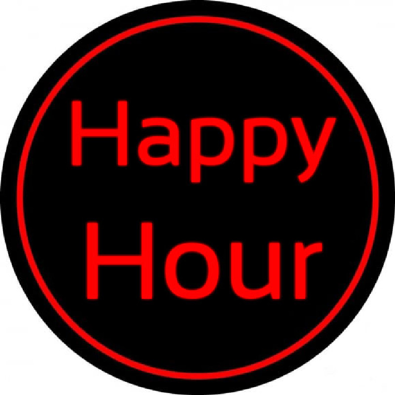 Red Happy Hour Neon Skilt