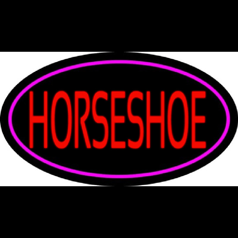 Red Horseshoe With Border Neon Skilt