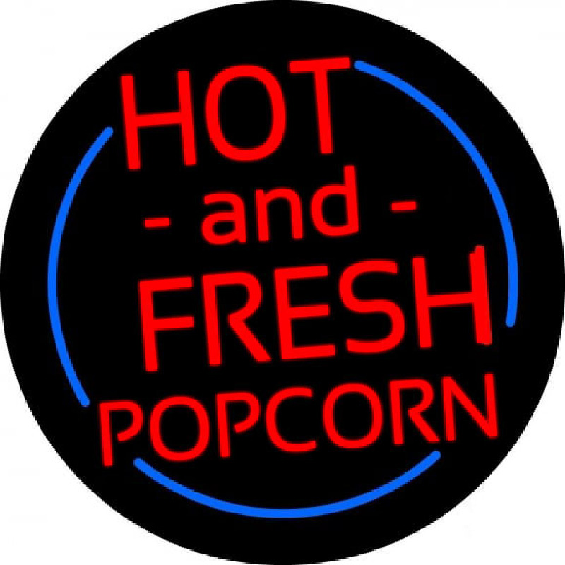 Red Hot And Fresh Popcorn With Border Neon Skilt