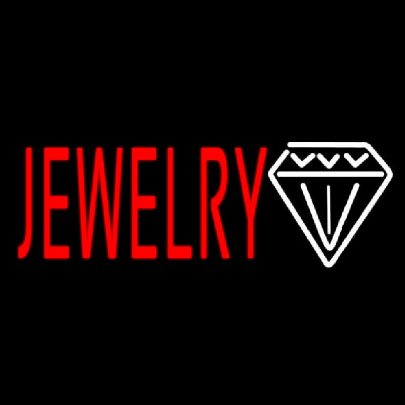 Red Jewlery Block Diamond Logo Neon Skilt