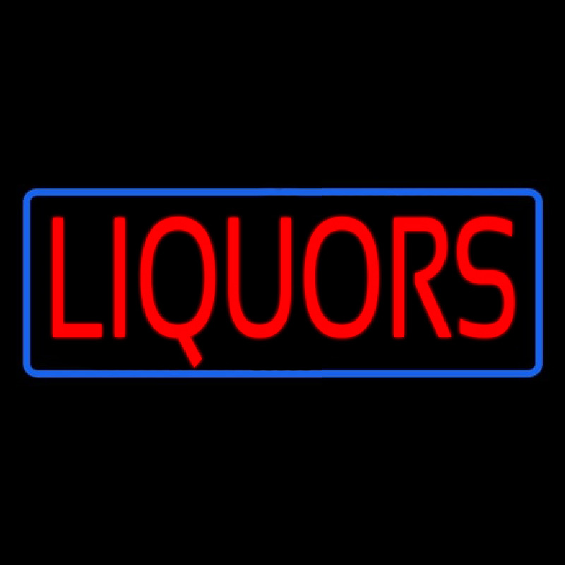 Red Liquors Blue Border Neon Skilt