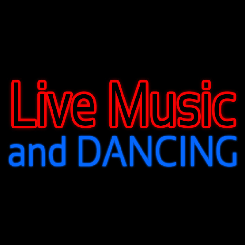 Red Live Music Blue And Dancing Neon Skilt