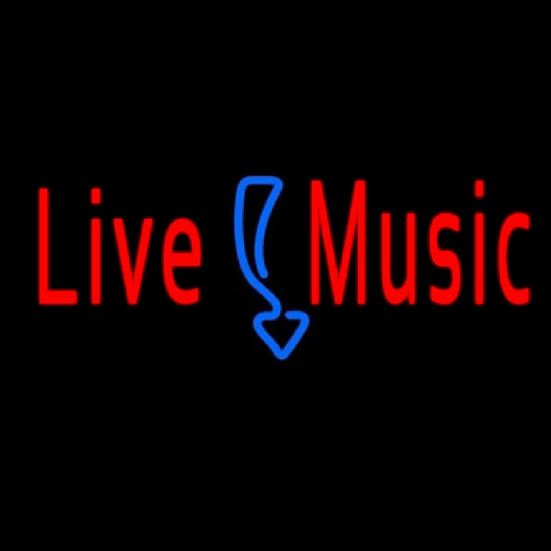 Red Live Music Neon Skilt