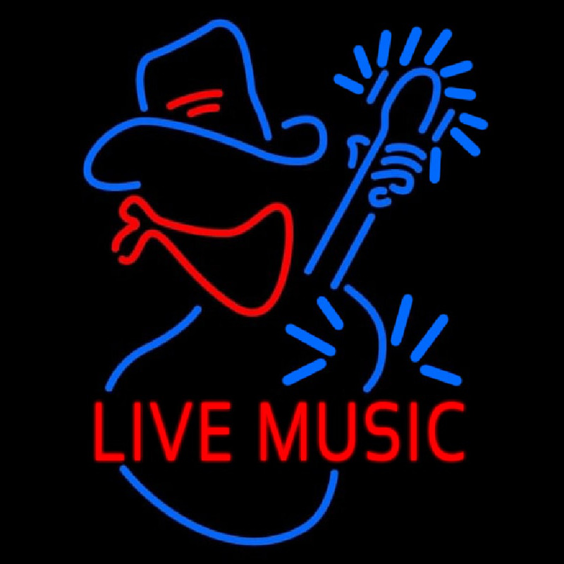 Red Live Music With Logo Block Neon Skilt