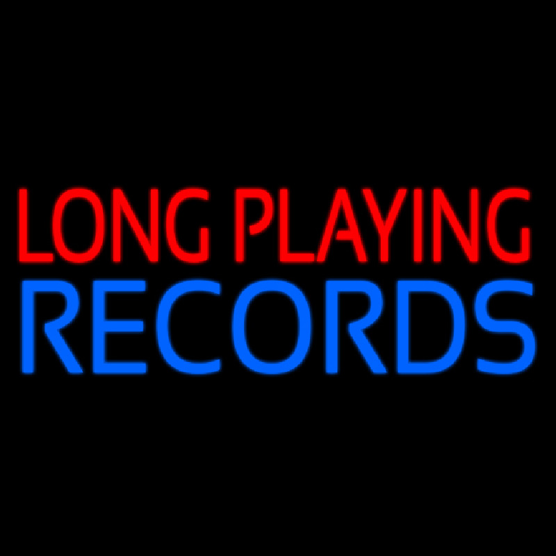 Red Long Playing Blue Records Block 1 Neon Skilt