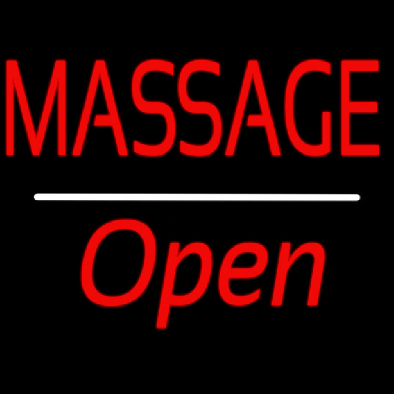 Red Massage Open White Line Neon Skilt