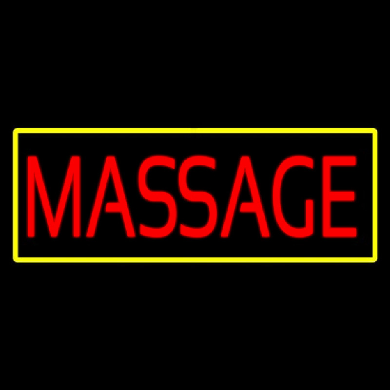 Red Massage Yellow Border Neon Skilt