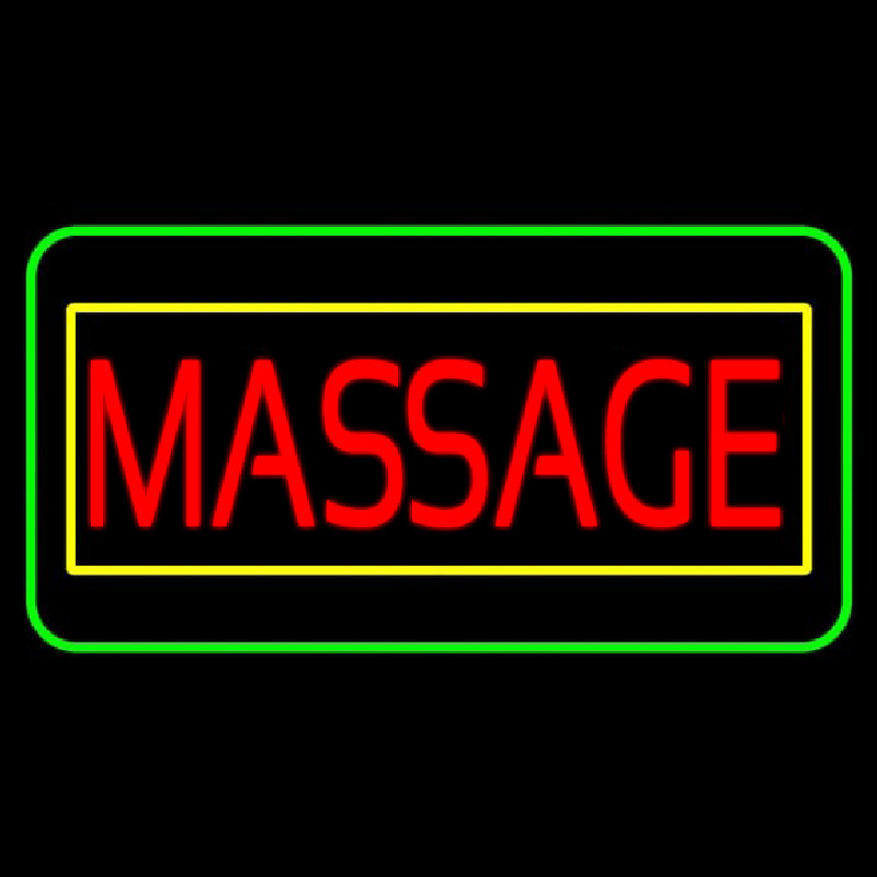 Red Massage Yellow Green Border Neon Skilt