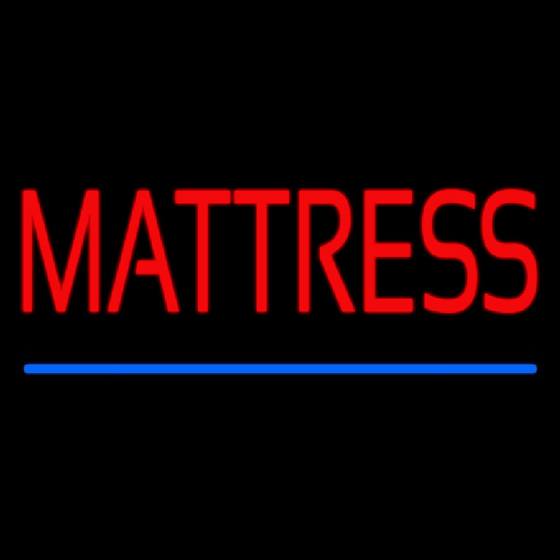 Red Mattress Blue Line Neon Skilt