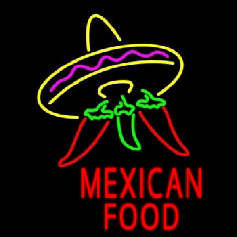 Red Mexican Food Logo Neon Skilt