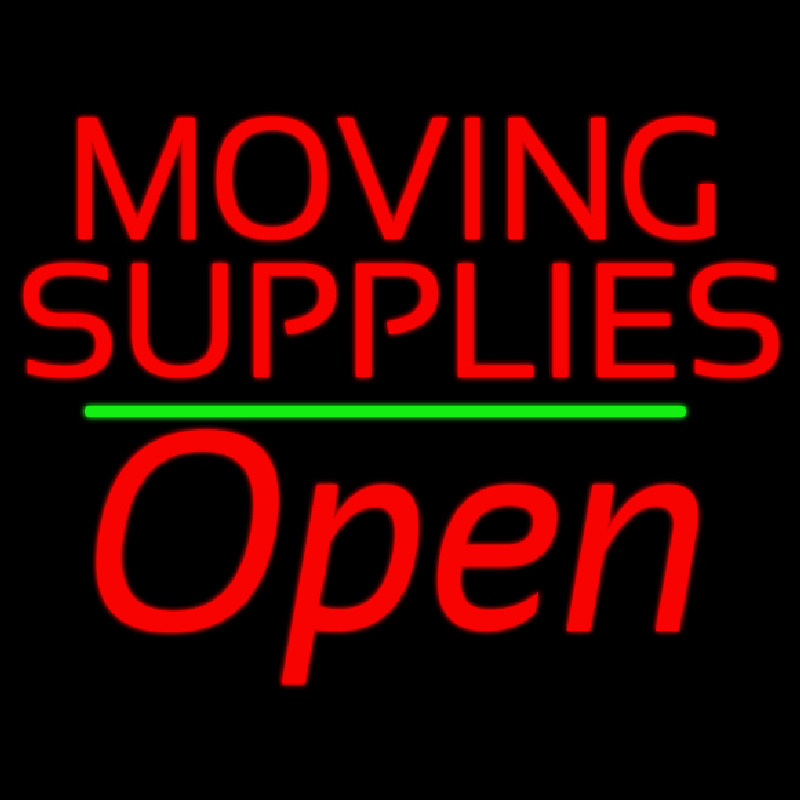 Red Moving Supplies Open Green Line 1 Neon Skilt