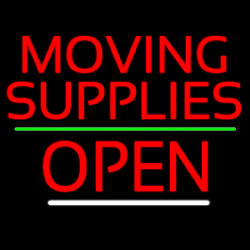 Red Moving Supplies Open Green Line 3 Neon Skilt