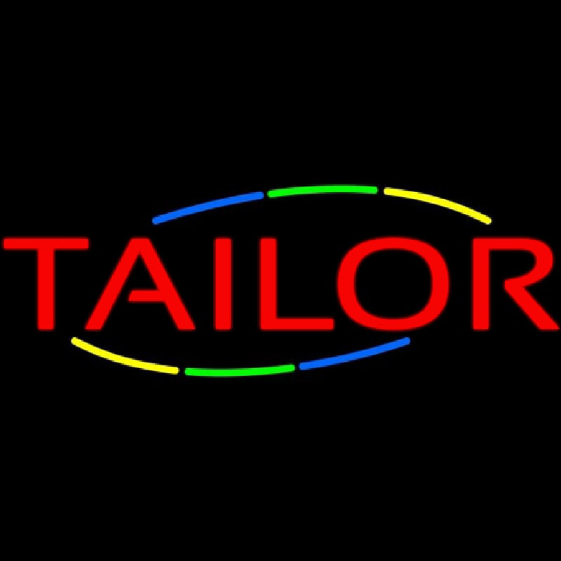 Red Multi Colored Tailor Neon Skilt