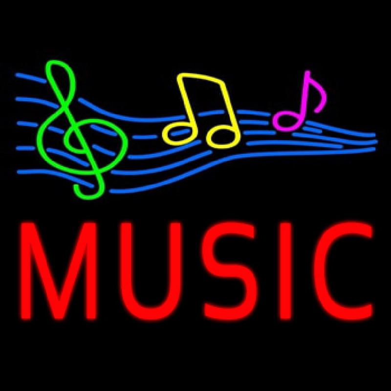Red Music With Musical Notes Neon Skilt