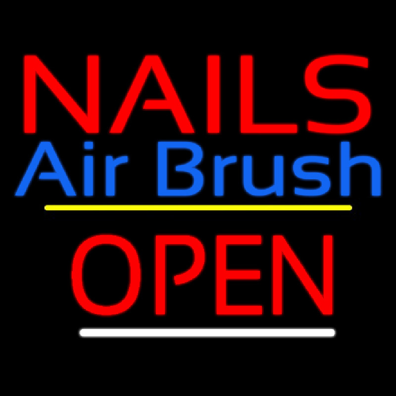 Red Nails Airbrush Open Yellow Line Neon Skilt