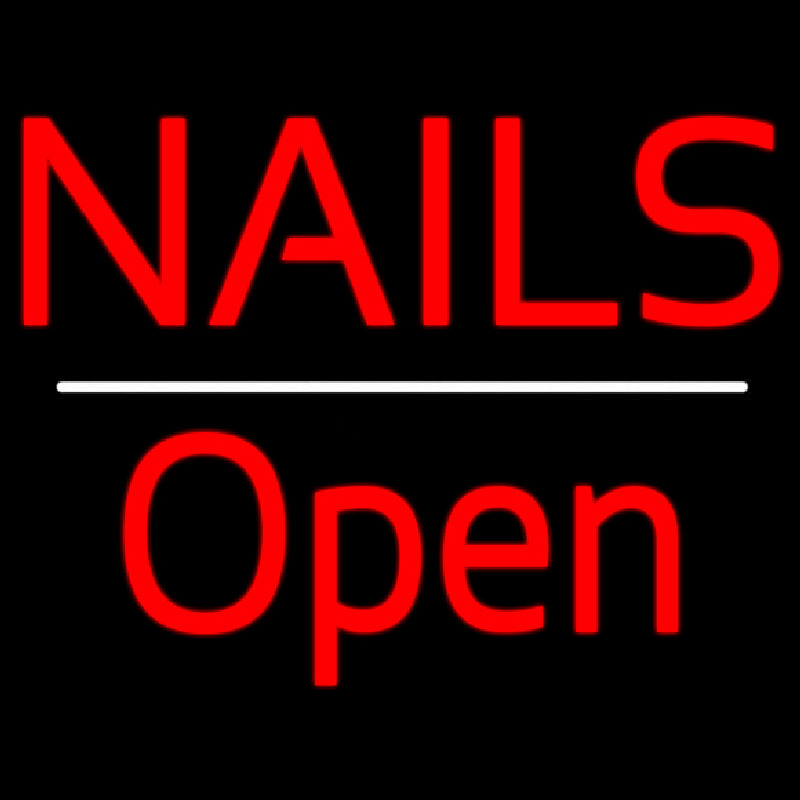 Red Nails Open White Line Neon Skilt