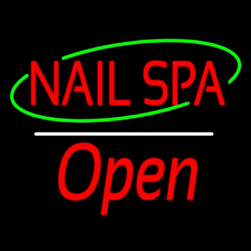 Red Nails Spa Open White Line Neon Skilt
