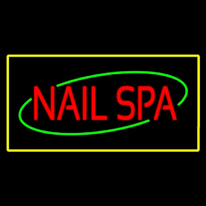 Red Nails Spa With Yellow Border Neon Skilt