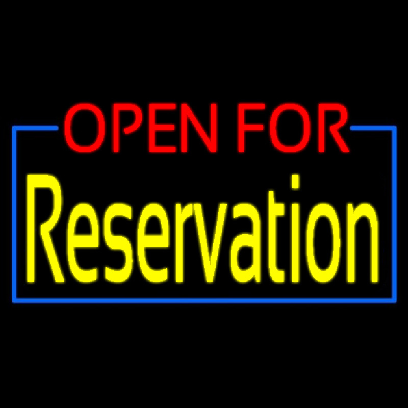 Red Open For Yellow Reservation Neon Skilt