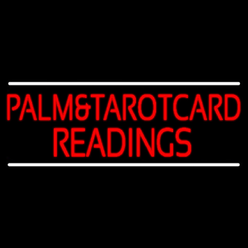 Red Palm And Tarot Card Readings White Line Neon Skilt