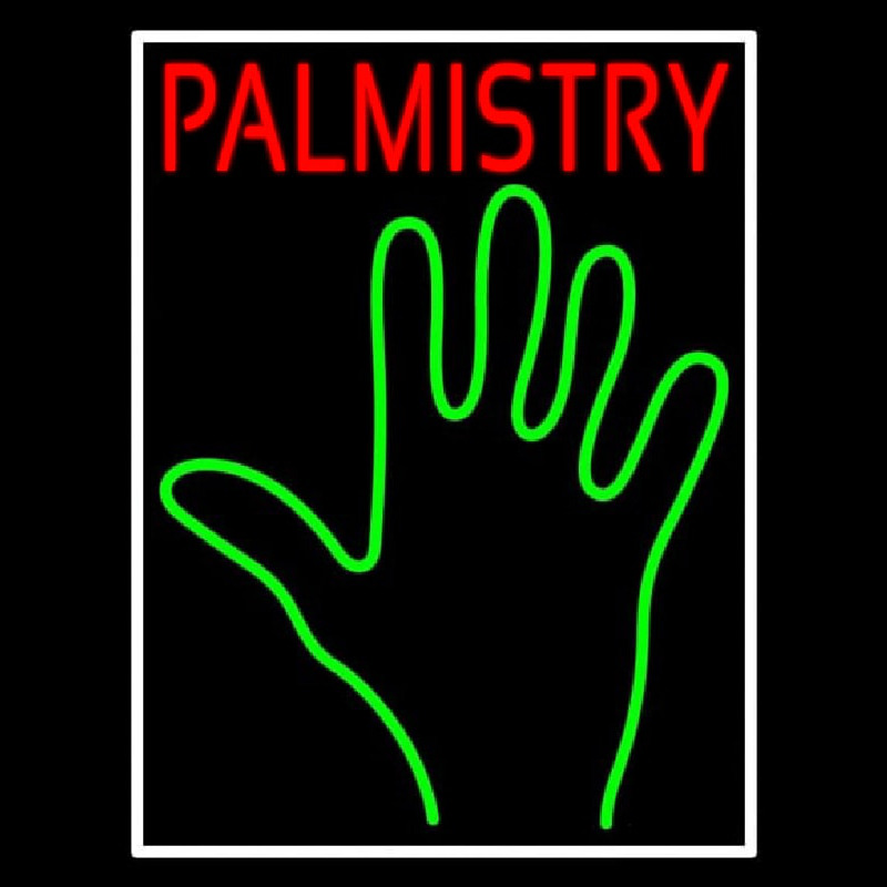 Red Palmistry White Border Neon Skilt