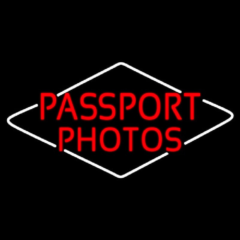 Red Passport Photos Neon Skilt