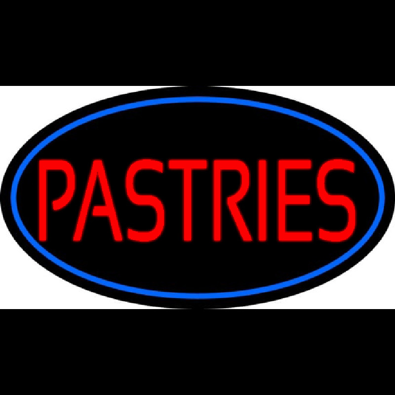 Red Pastries Blue Border Neon Skilt