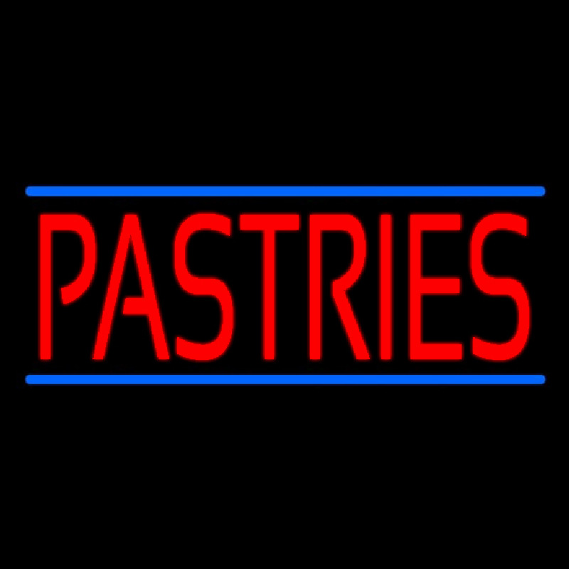 Red Pastries Blue Border Neon Skilt