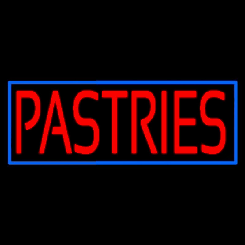 Red Pastries Blue Border Neon Skilt