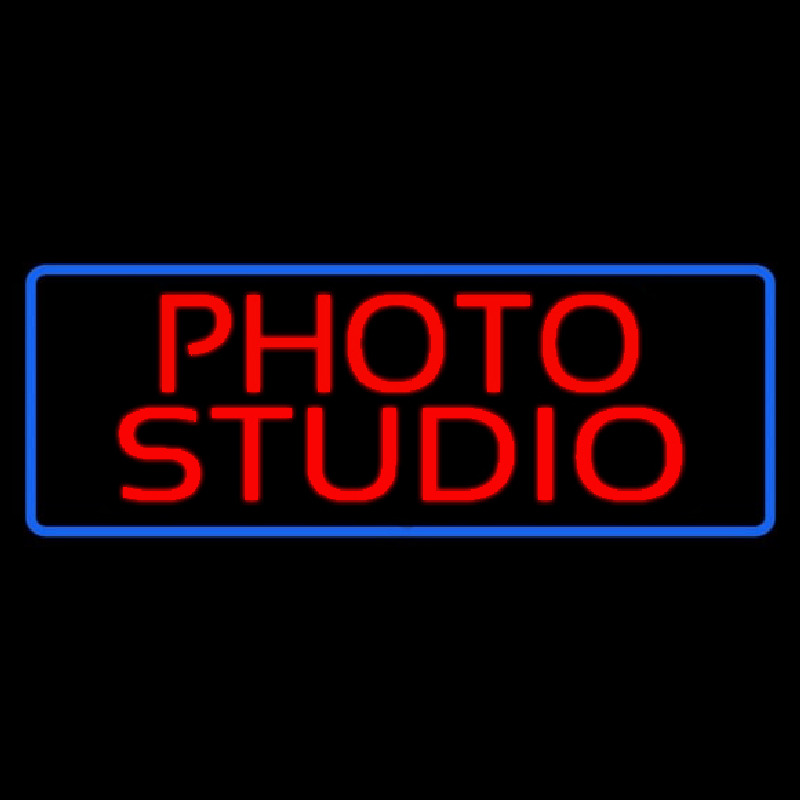 Red Photo Studio Blue Border Neon Skilt