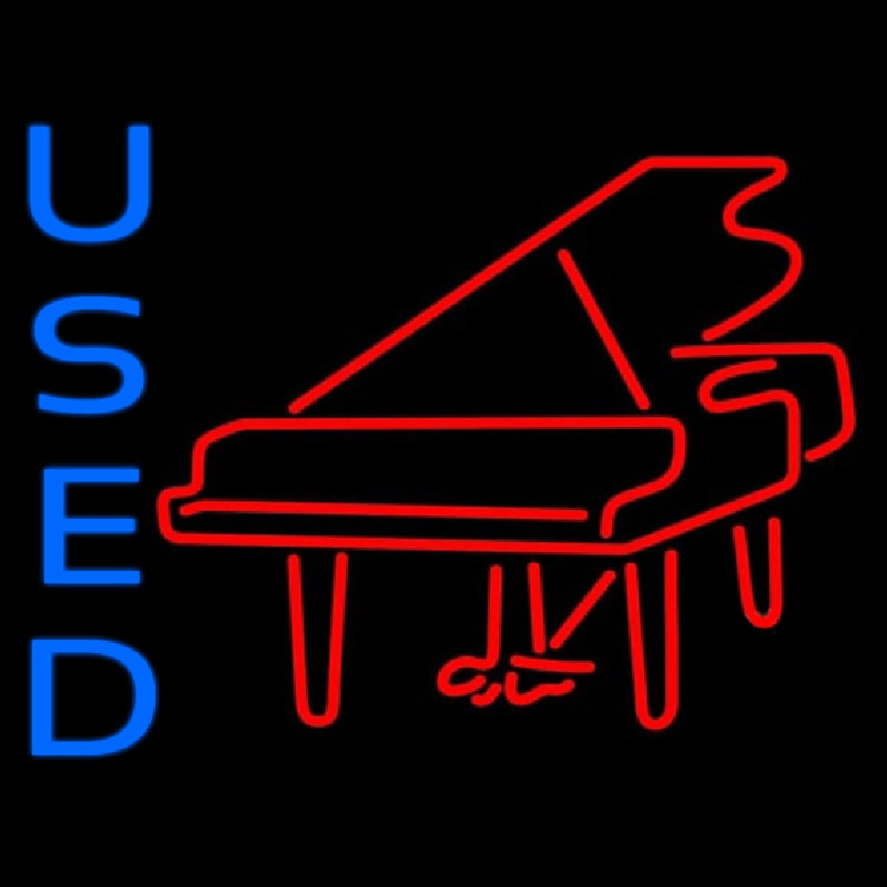 Red Piano Logo Blue Used 1 Neon Skilt