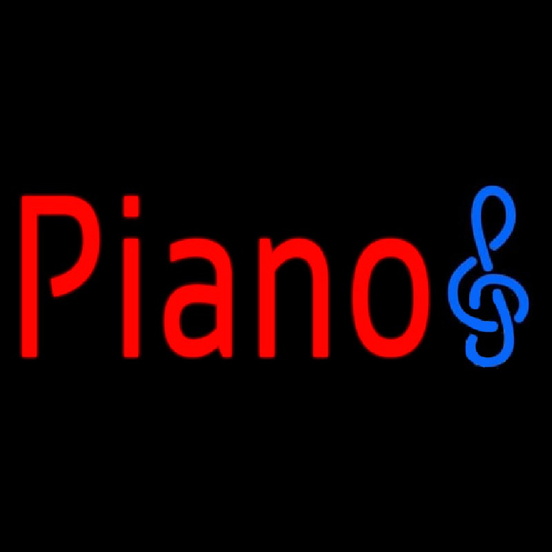 Red Piano Music Note Neon Skilt