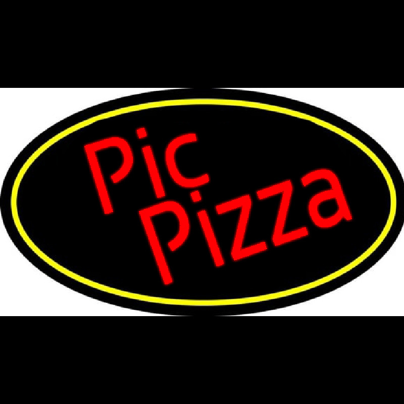 Red Pie Pizza Oval Neon Skilt