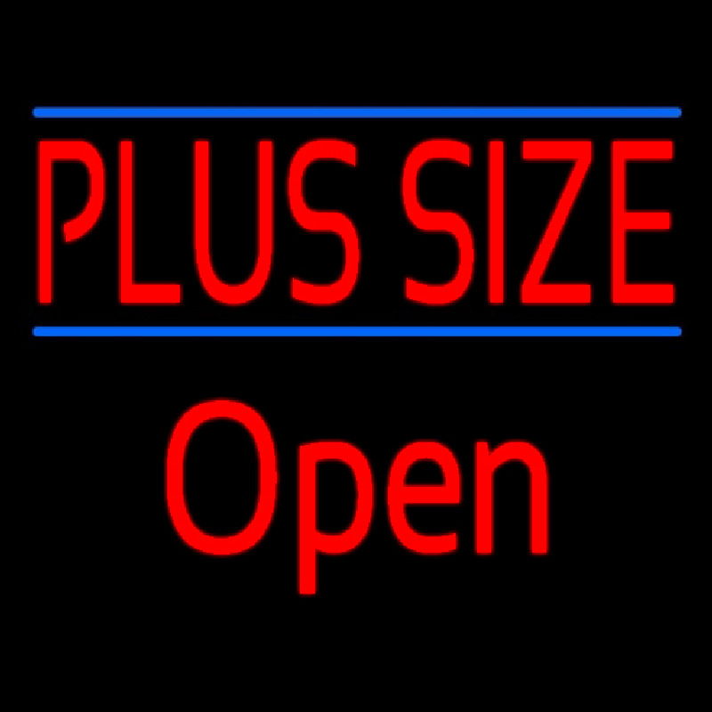 Red Plus Size Blue Lines Open Neon Skilt