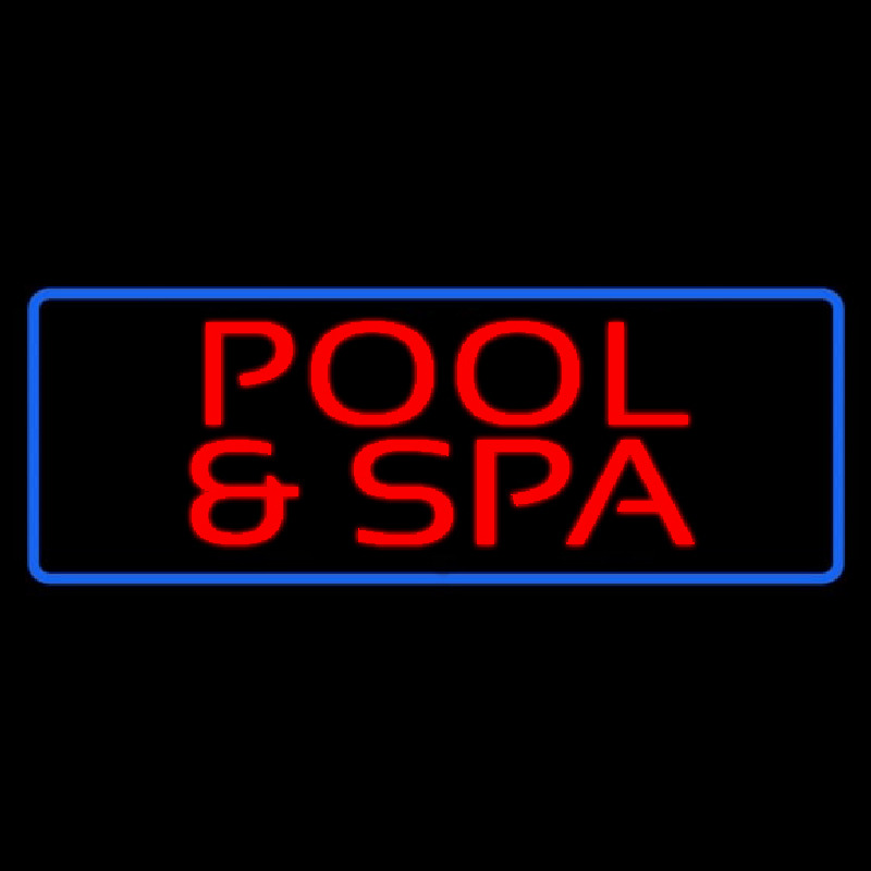 Red Pool And Spa Blue Border Neon Skilt