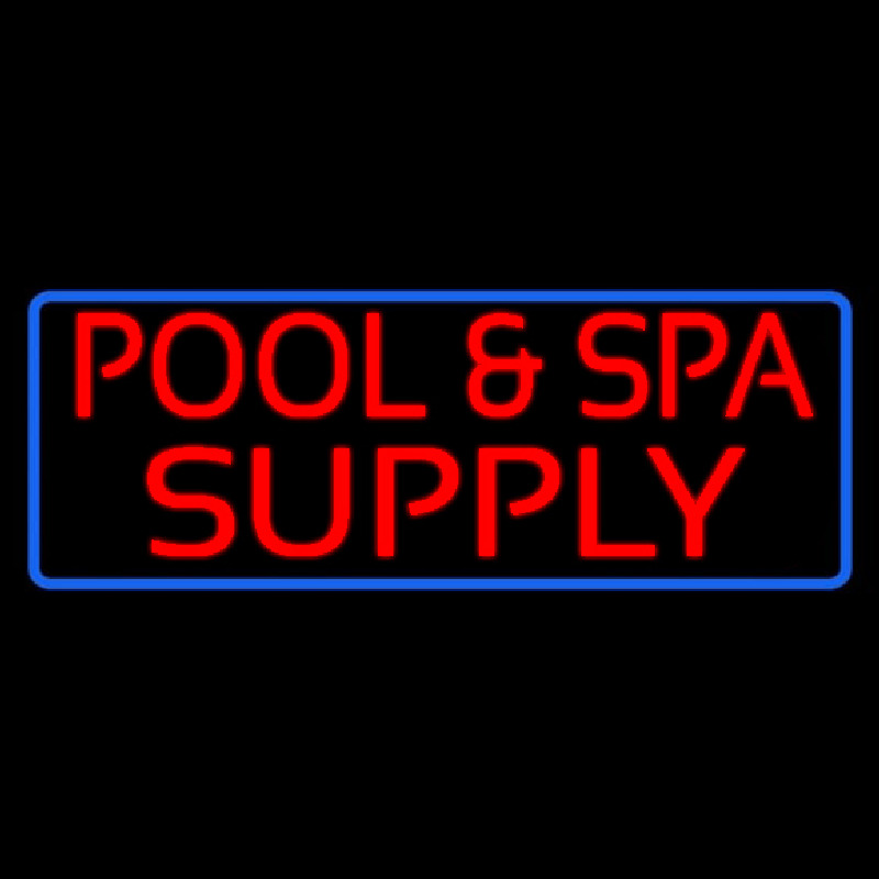 Red Pool And Spa Supply With Blue Border Neon Skilt
