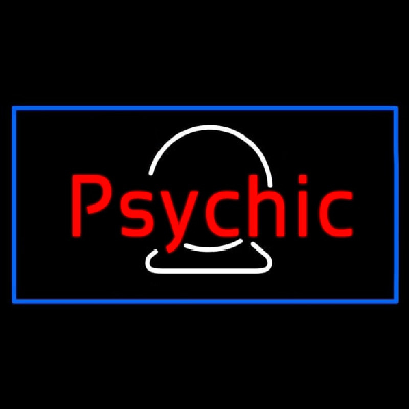 Red Psychic White Crystal Blue Border Neon Skilt