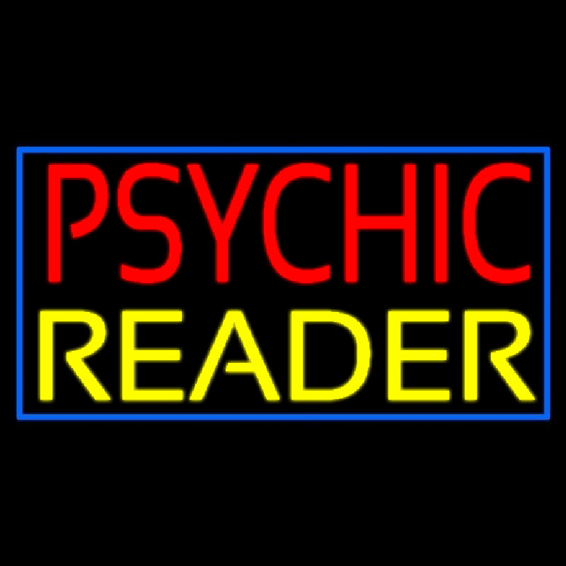 Red Psychic Yellow Reader With Border Neon Skilt