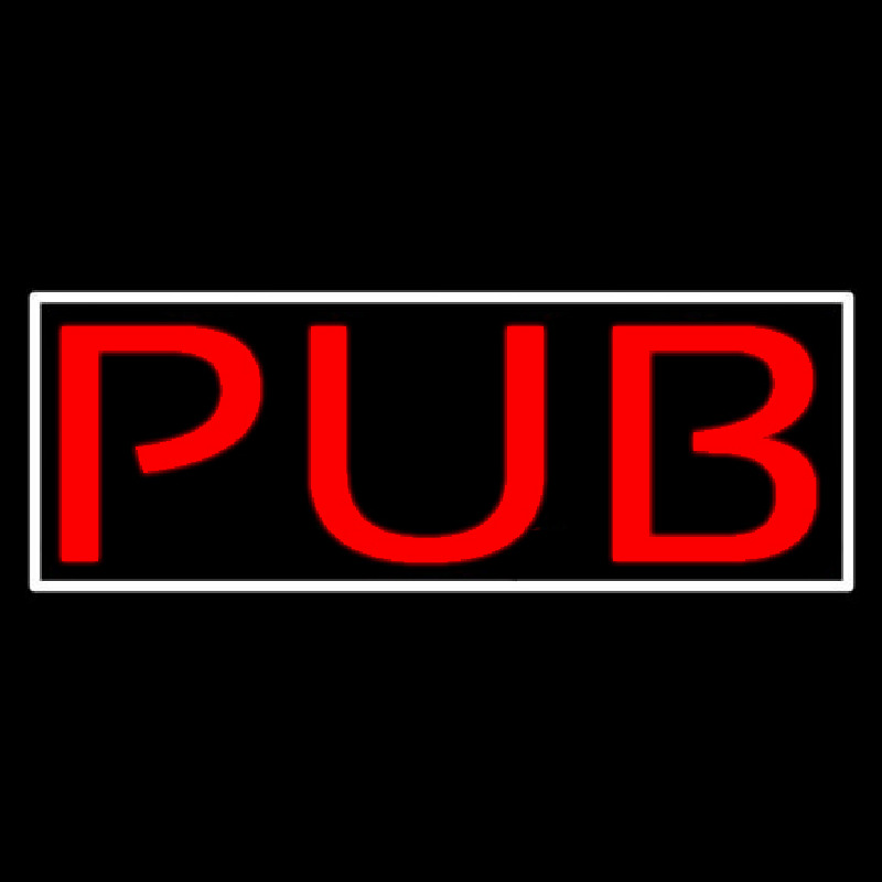 Red Pub With White Border Neon Skilt