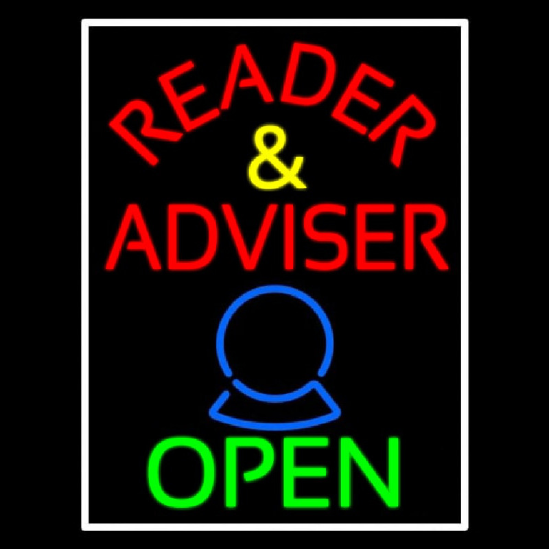 Red Reader And Advisor Open Neon Skilt