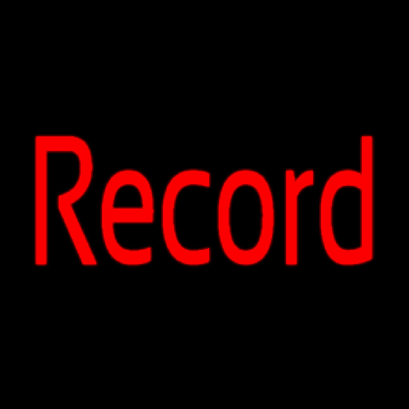 Red Record Cursive Neon Skilt