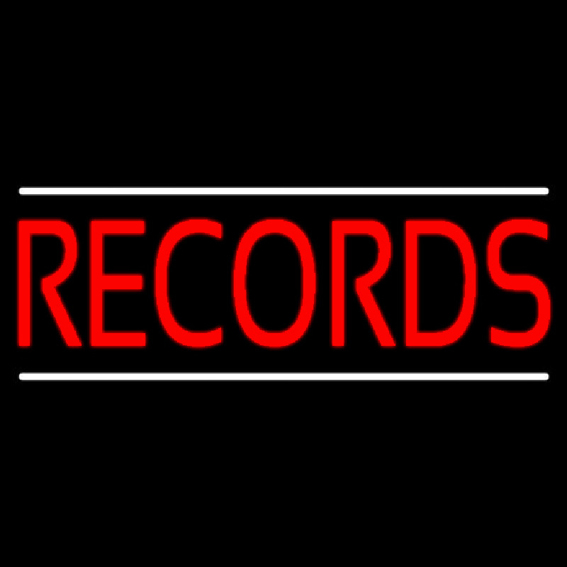 Red Records White Line Neon Skilt