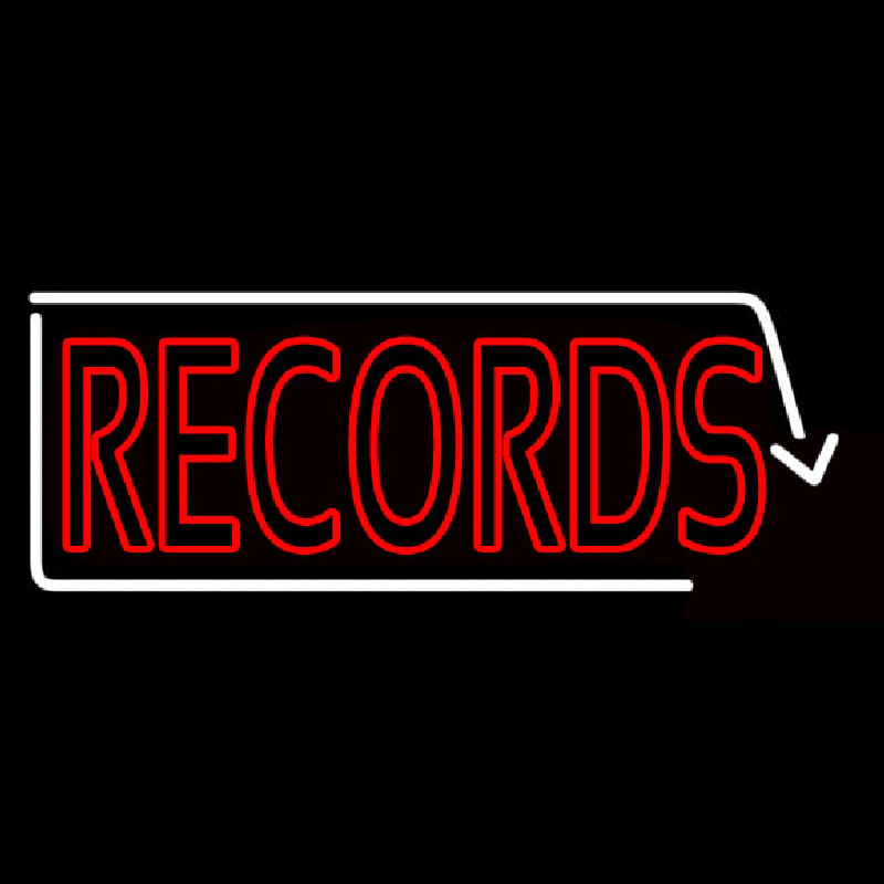 Red Records With White Arrow 2 Neon Skilt