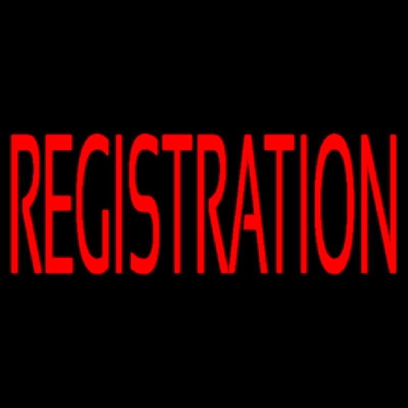 Red Registration Neon Skilt