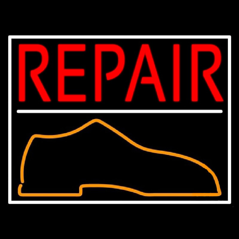 Red Repair Shoe Neon Skilt