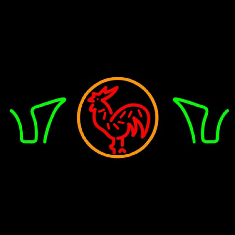 Red Rooster With Circle Neon Skilt