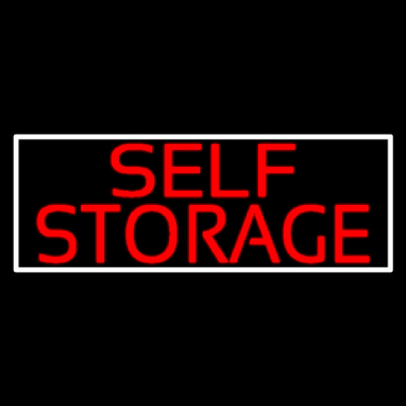 Red Self Storage White Border Neon Skilt